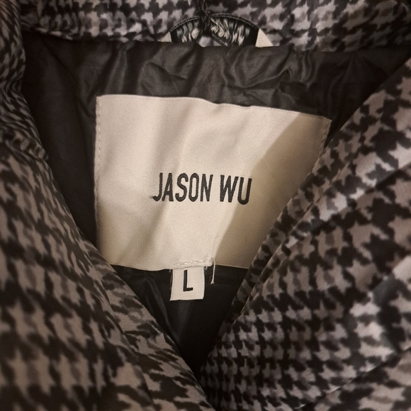 Jason Wu Gray Houndstooth Double Breasted Puffer Coat - Picture 4 of 8
